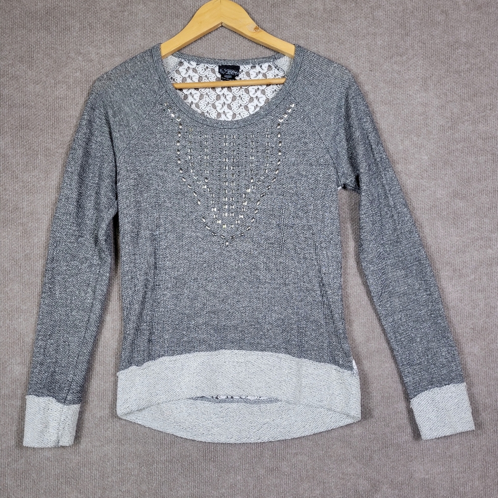 DAYTRIP BUCKLE Top Womens Small Open Knit Back Gray Sweater